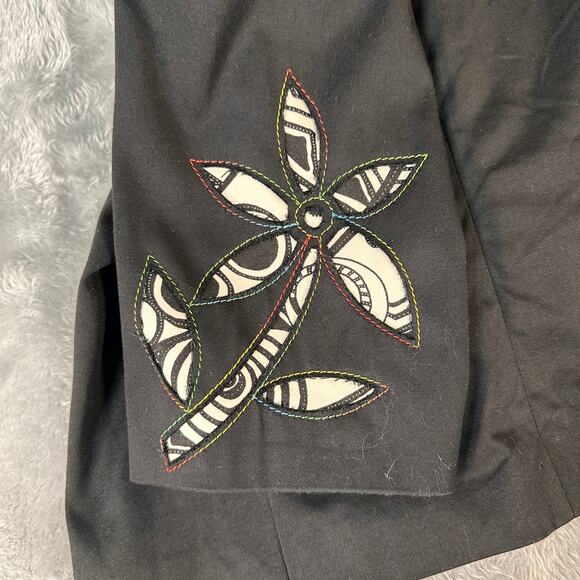Harve Benard Jacket Womens 6 Black Vintage Embroidered Cutout Floral Open Front - Picture 10 of 11